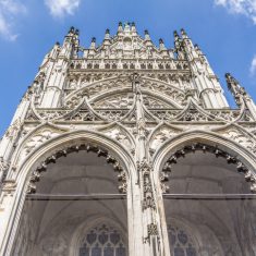 Exterior of the large gothic medieval cathedral of Saint John in 's-Hertogenbosch in the  Netherlands